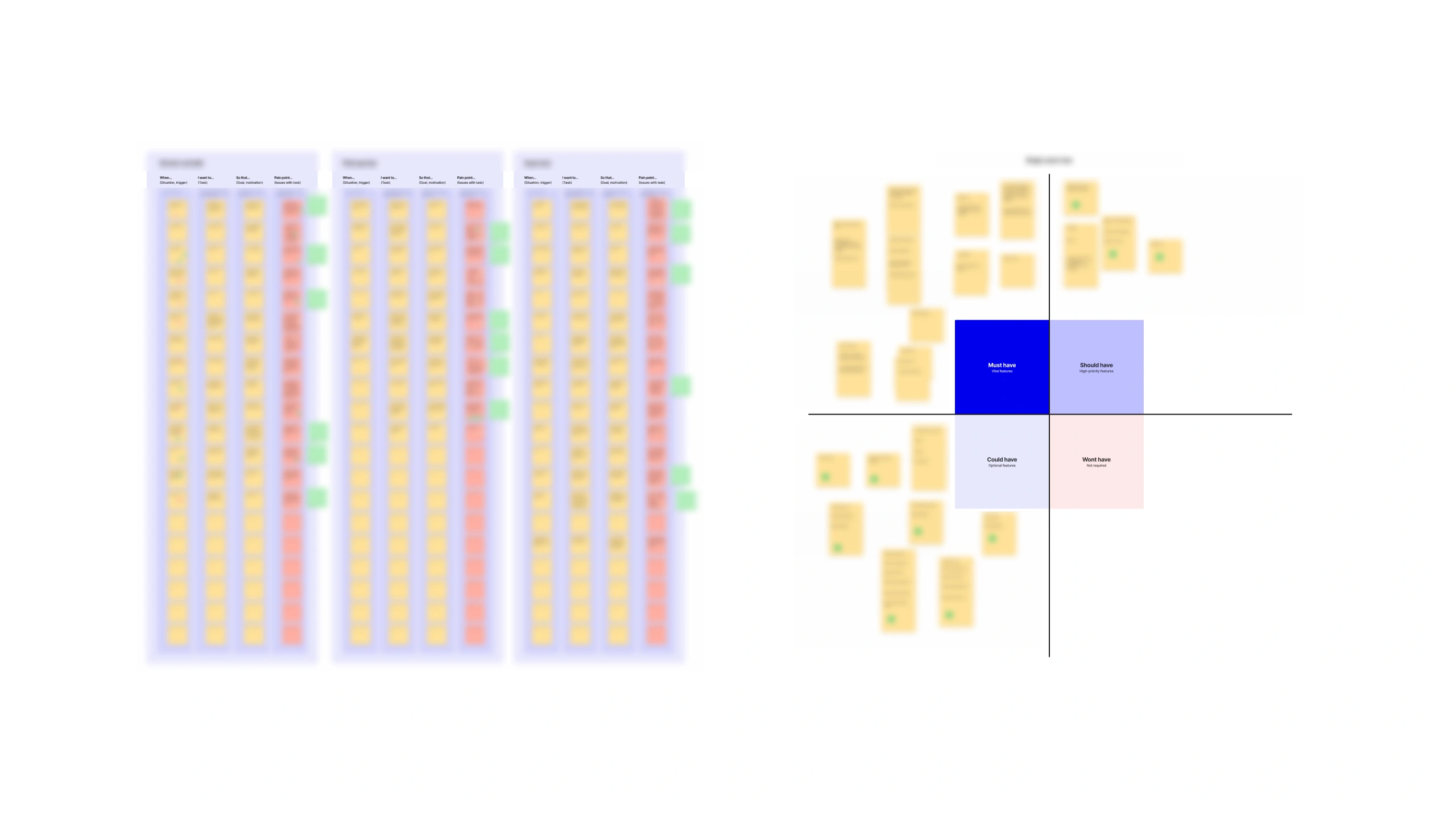Discovery workshop outputs in Miro